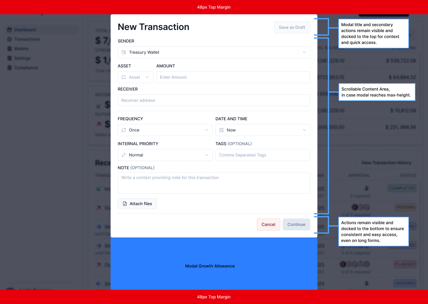 Modal placement design decisions